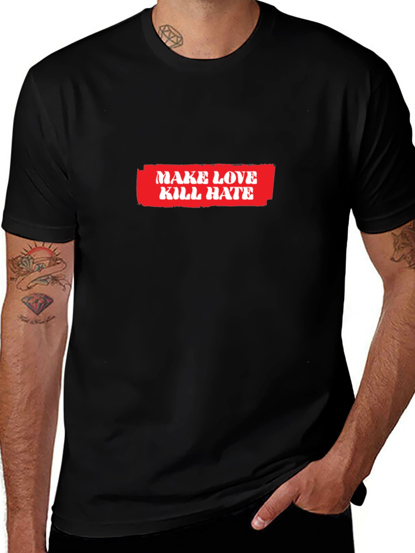 Make Love Kill Hate Graphic T-Shirt - Black
