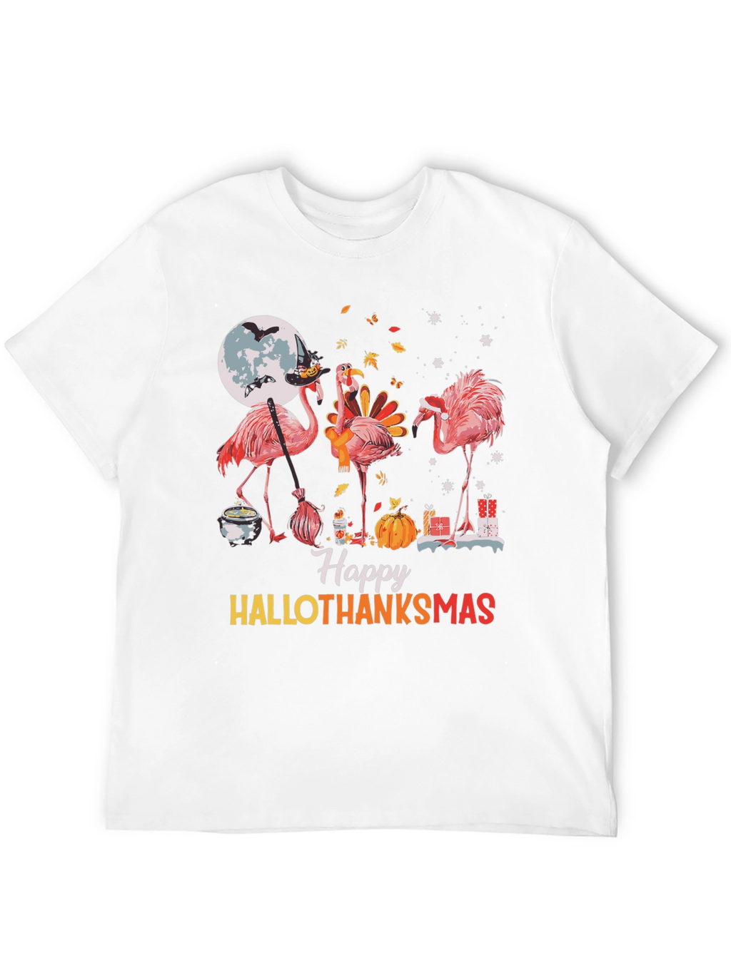 Happy Hallothanksmas Flamingo Graphic Tee