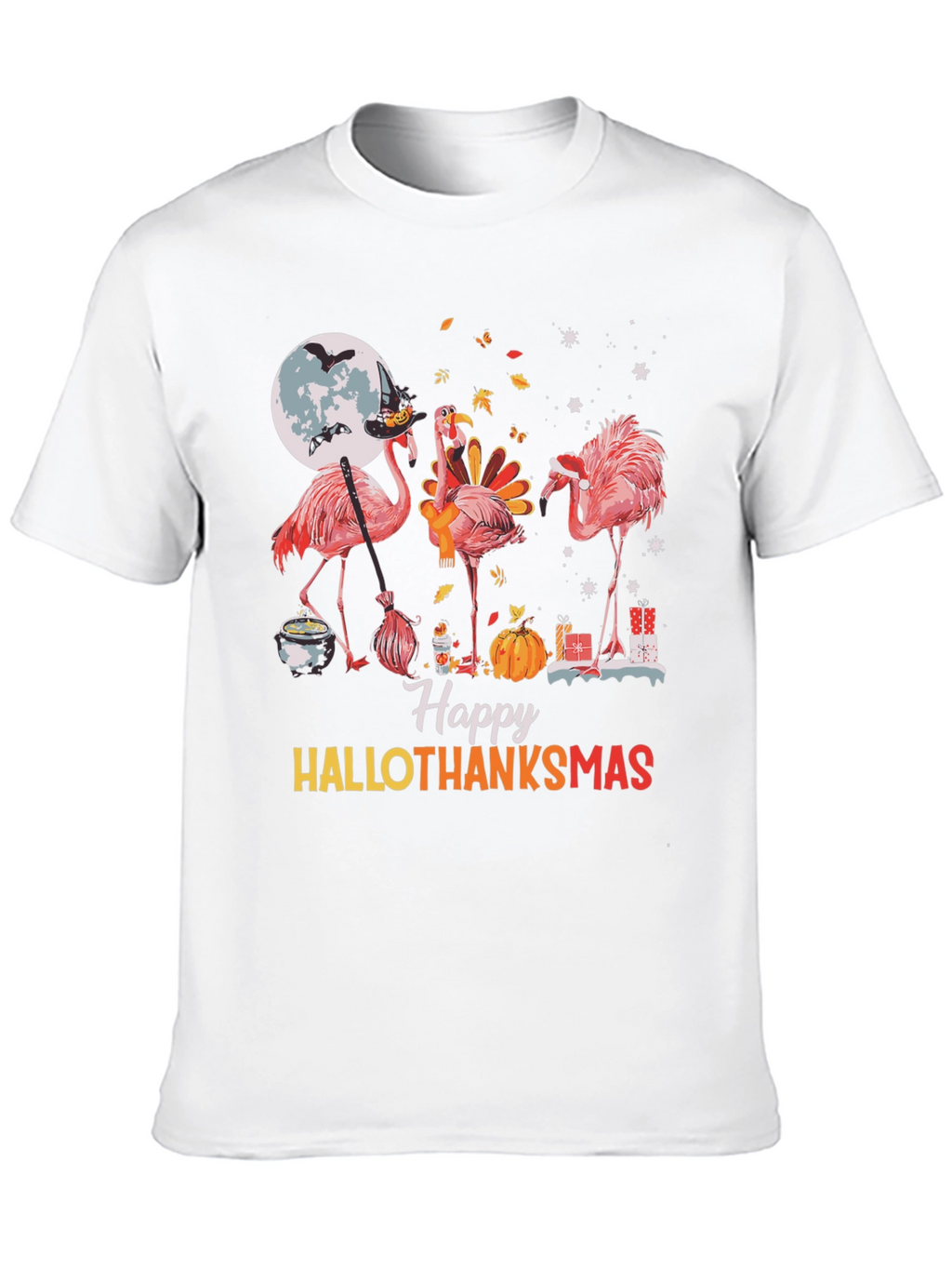 Happy Hallothanksmas Flamingo Graphic Tee