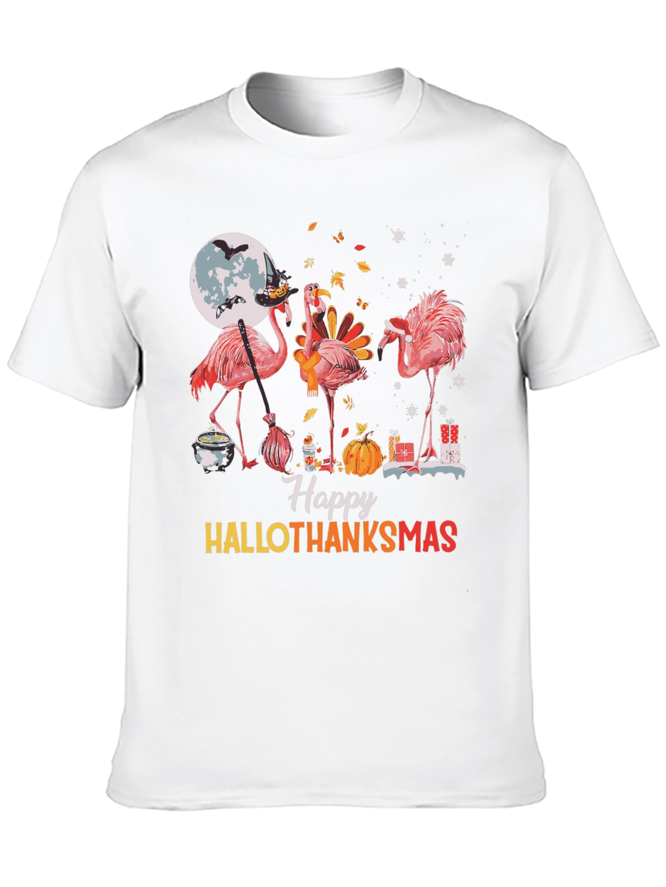 Happy Hallothanksmas Flamingo Graphic Tee