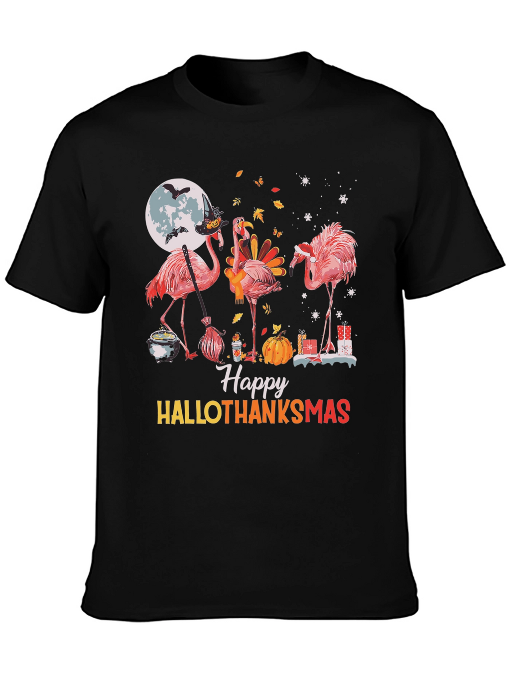 Happy Hallothanksmas Flamingo Graphic Tee