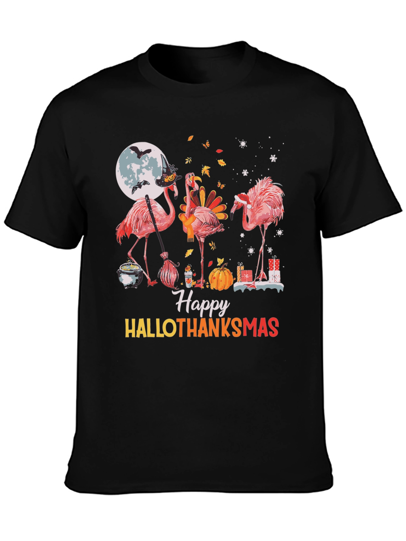 Happy Hallothanksmas Flamingo Graphic Tee