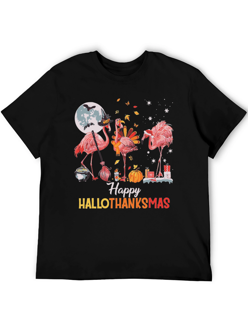 Happy Hallothanksmas Flamingo Graphic Tee