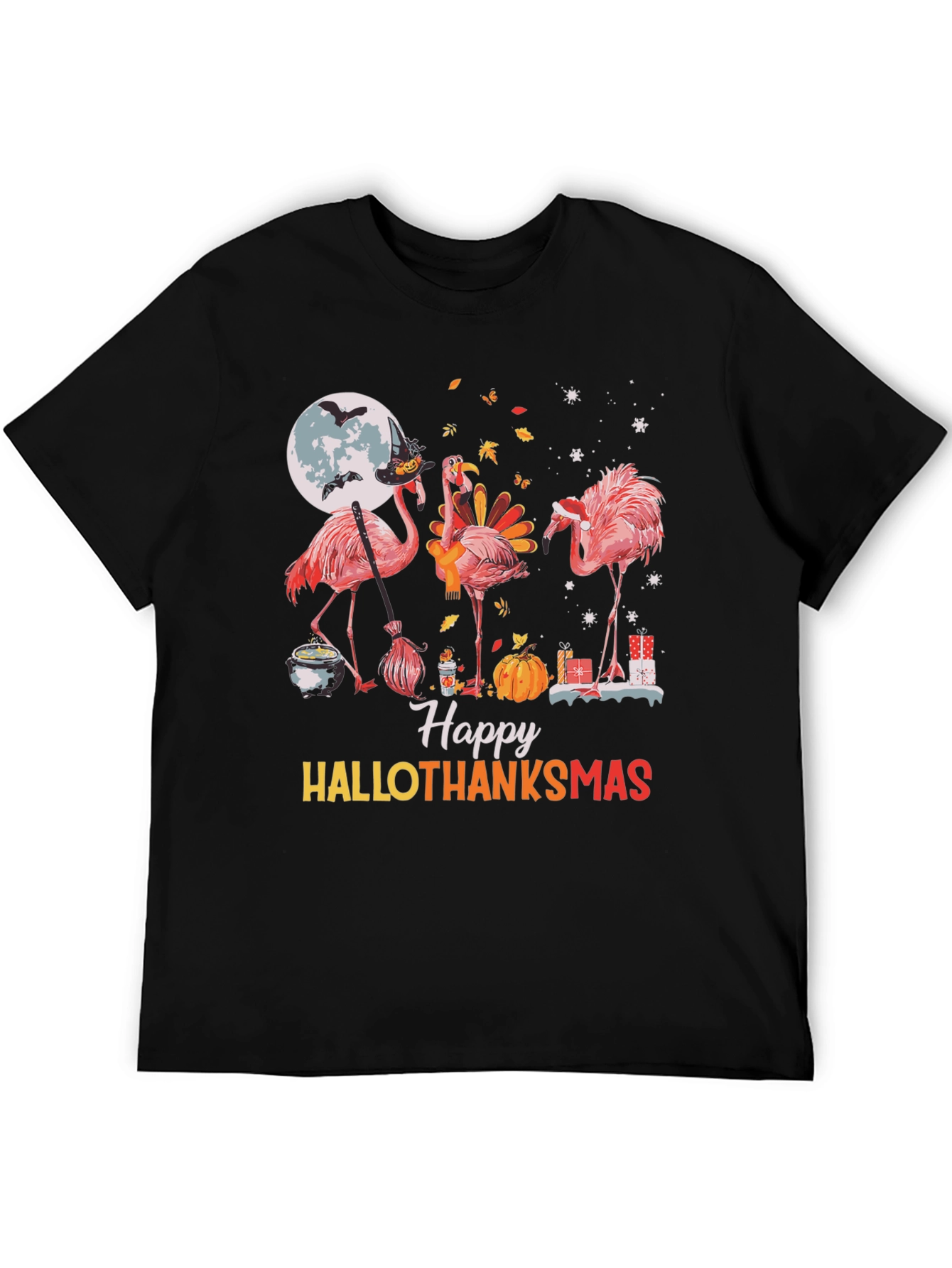 Happy Hallothanksmas Flamingo Graphic Tee