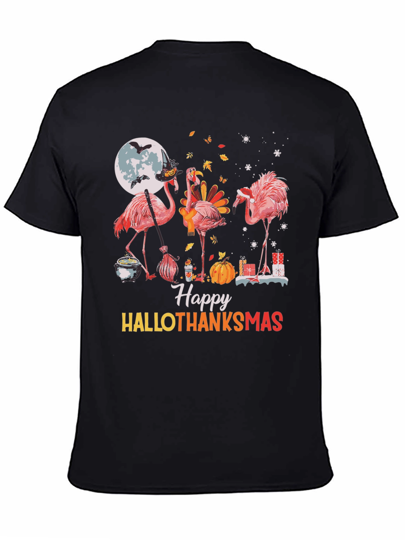 Happy Hallothanksmas Flamingo Graphic Tee