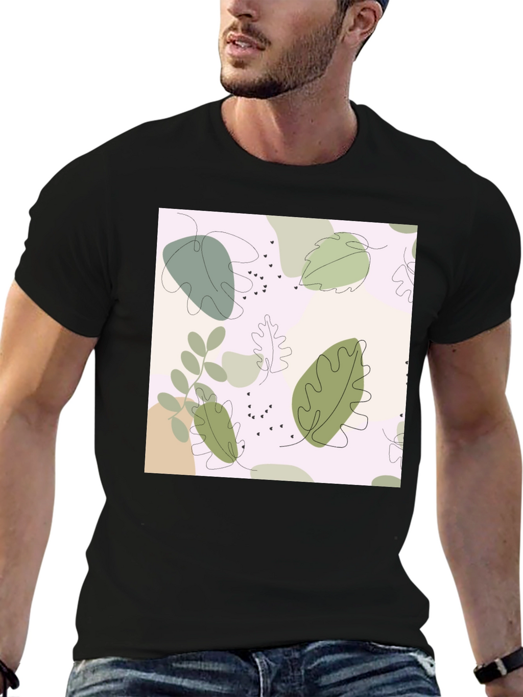 Botanical Print Black Tee