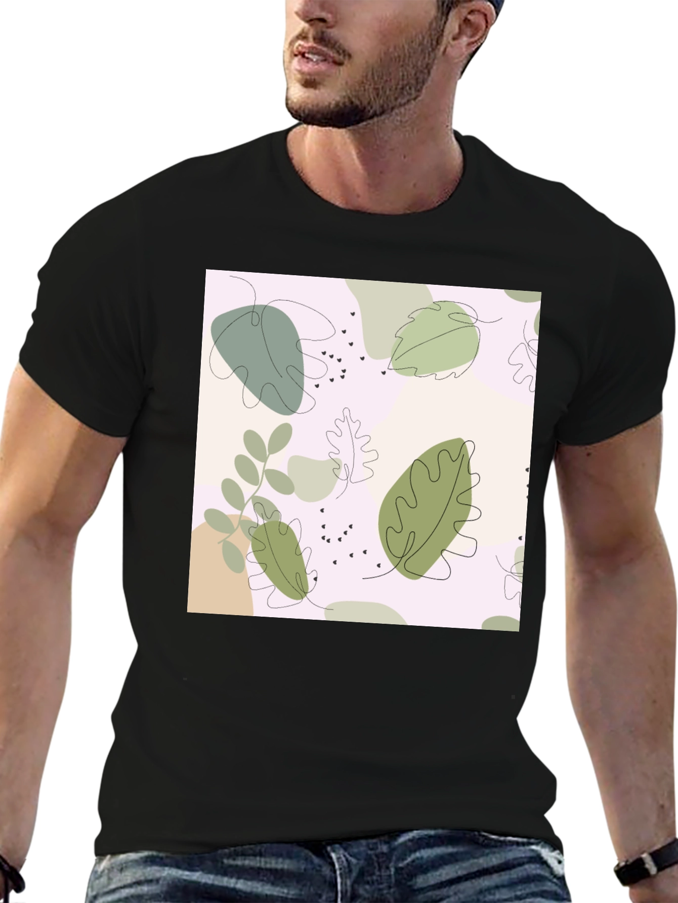Botanical Print Black Tee