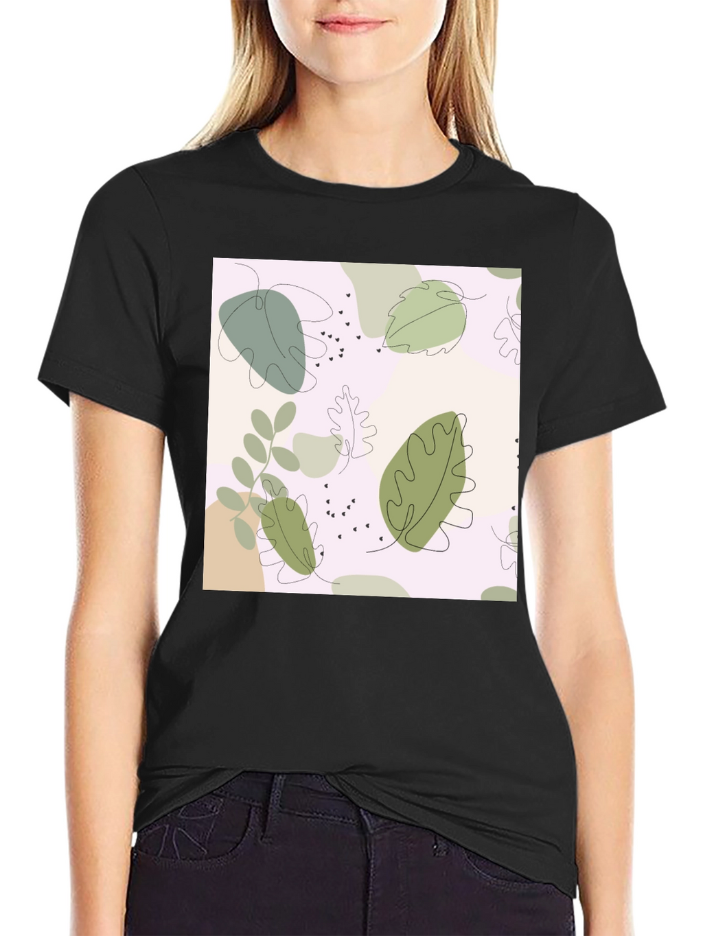 Botanical Print Black Tee