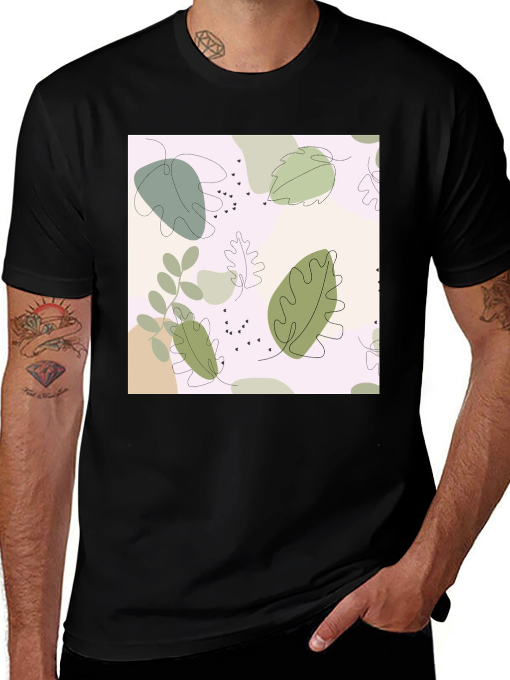 Botanical Print Black Tee
