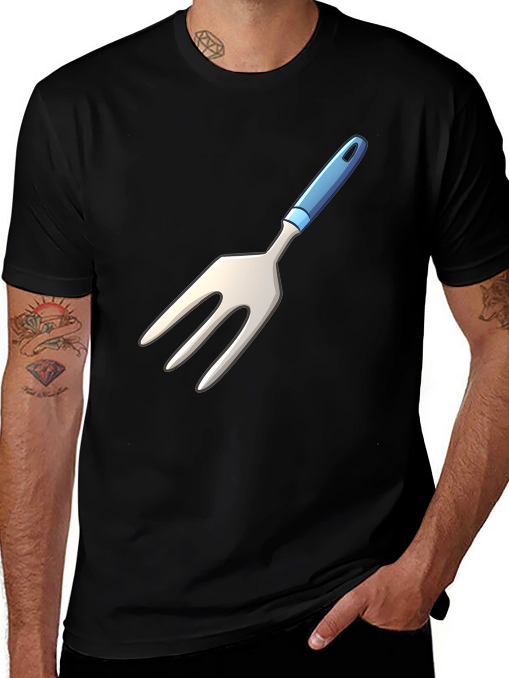 Novelty Fork Graphic Black T-Shirt