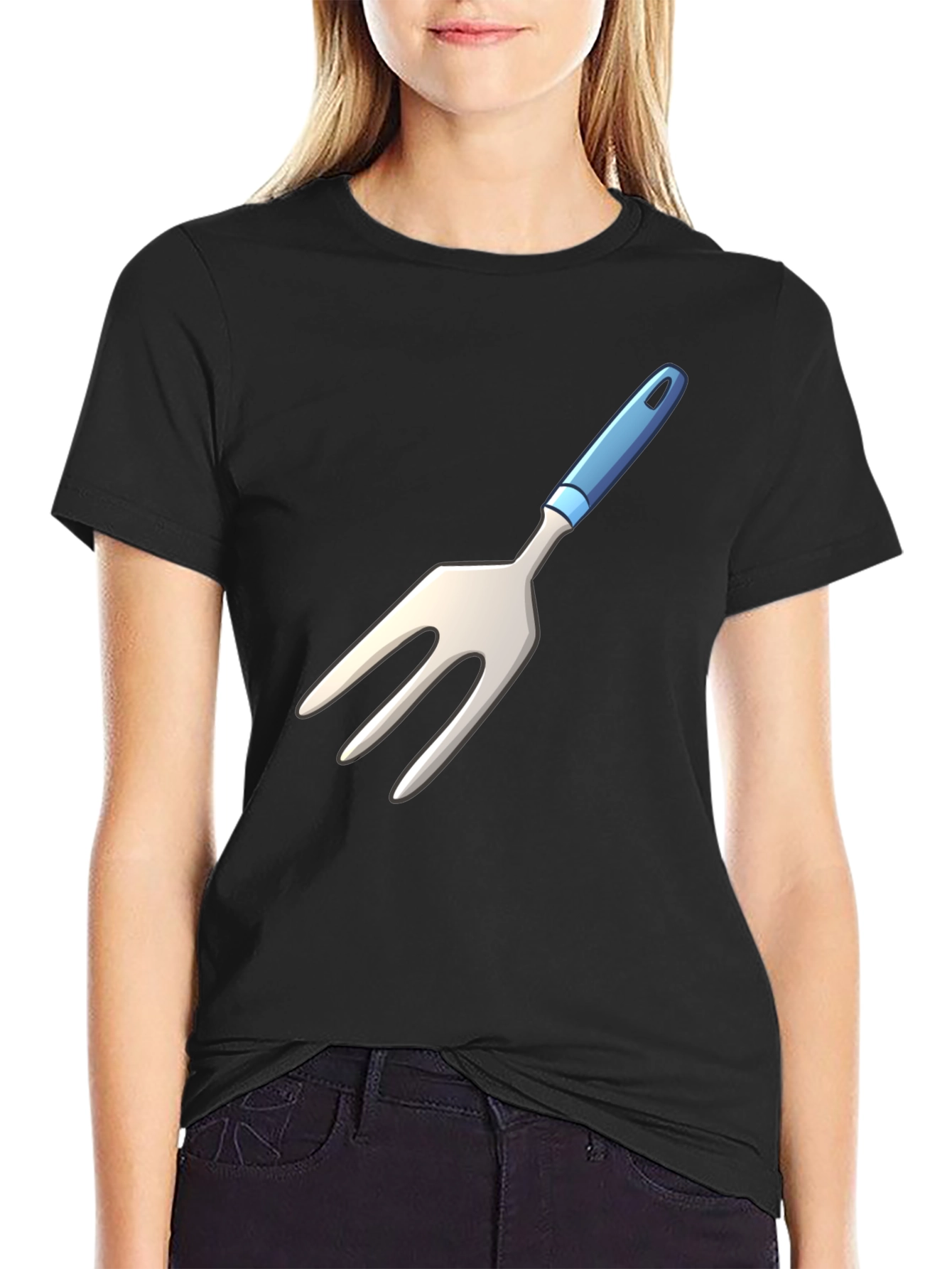 Novelty Fork Graphic Black T-Shirt