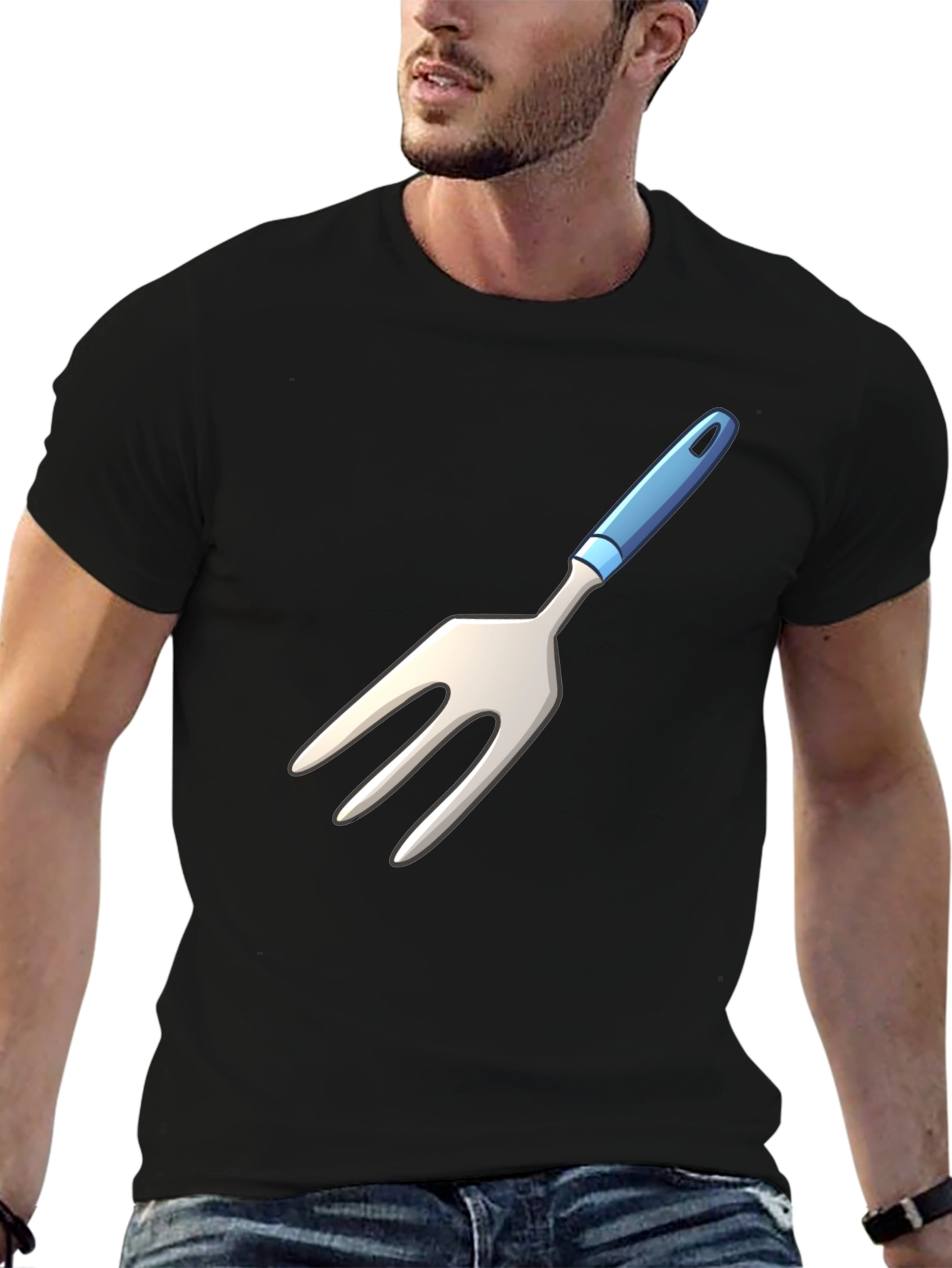 Novelty Fork Graphic Black T-Shirt