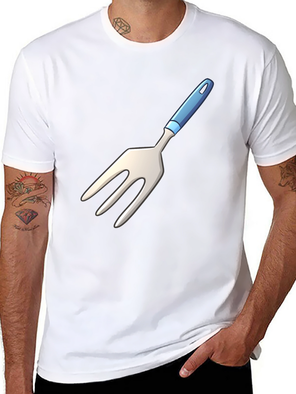 Novelty Fork Graphic Black T-Shirt