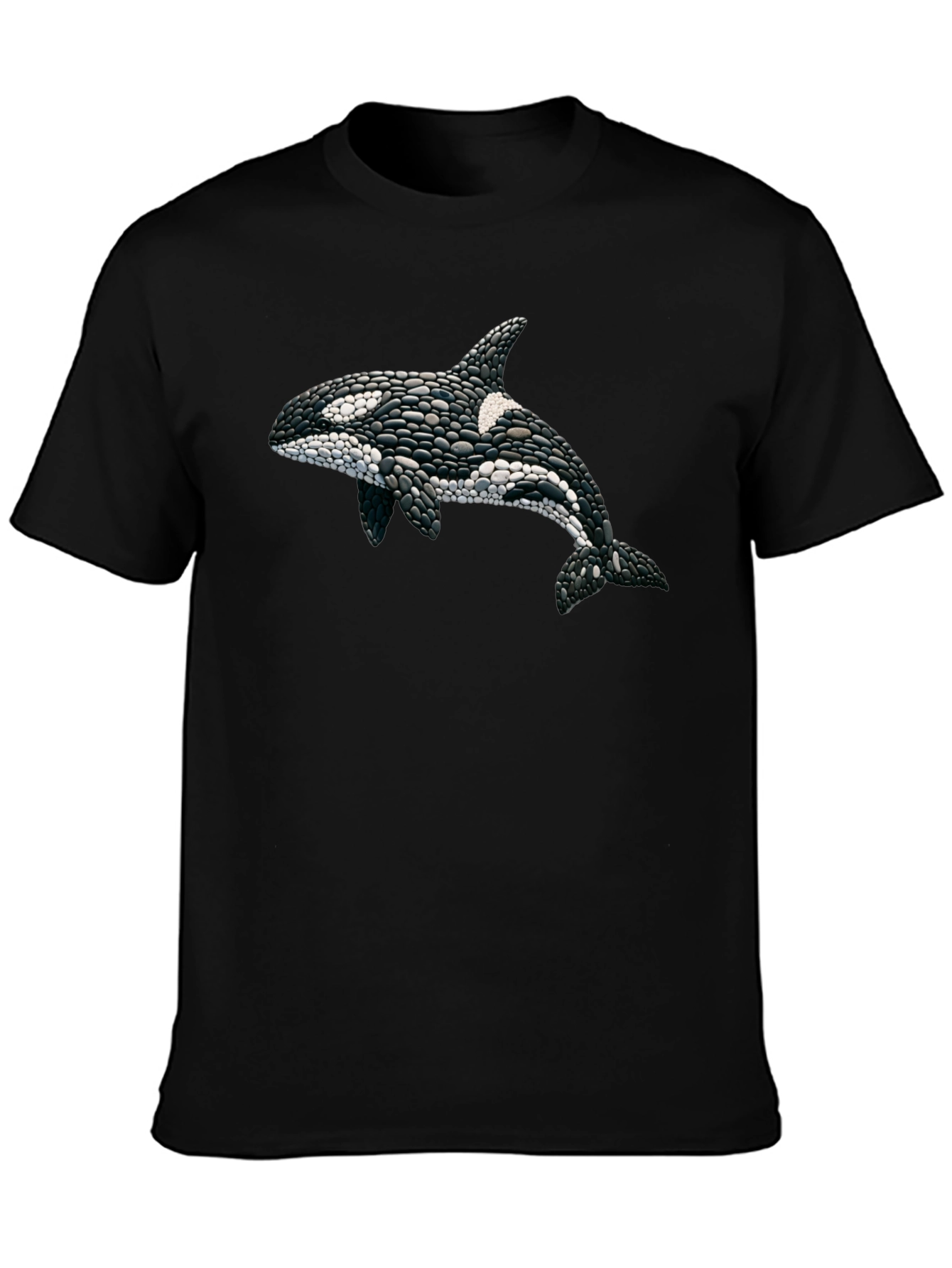 Orca Pebble Art Black T-Shirt
