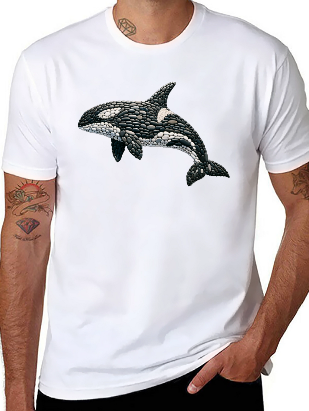 Orca Pebble Art Black T-Shirt