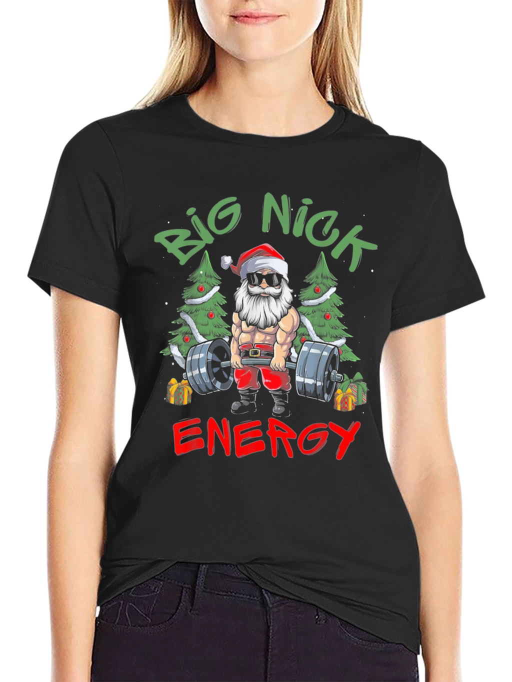 Big Nick Energy Santa T-Shirt - Christmas Gym Wear