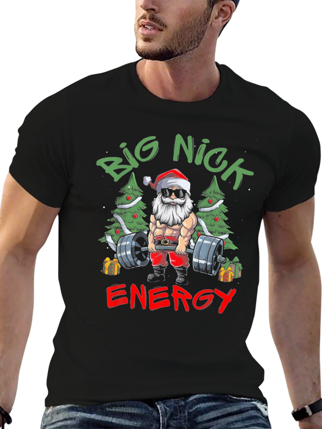 Big Nick Energy Santa T-Shirt - Christmas Gym Wear