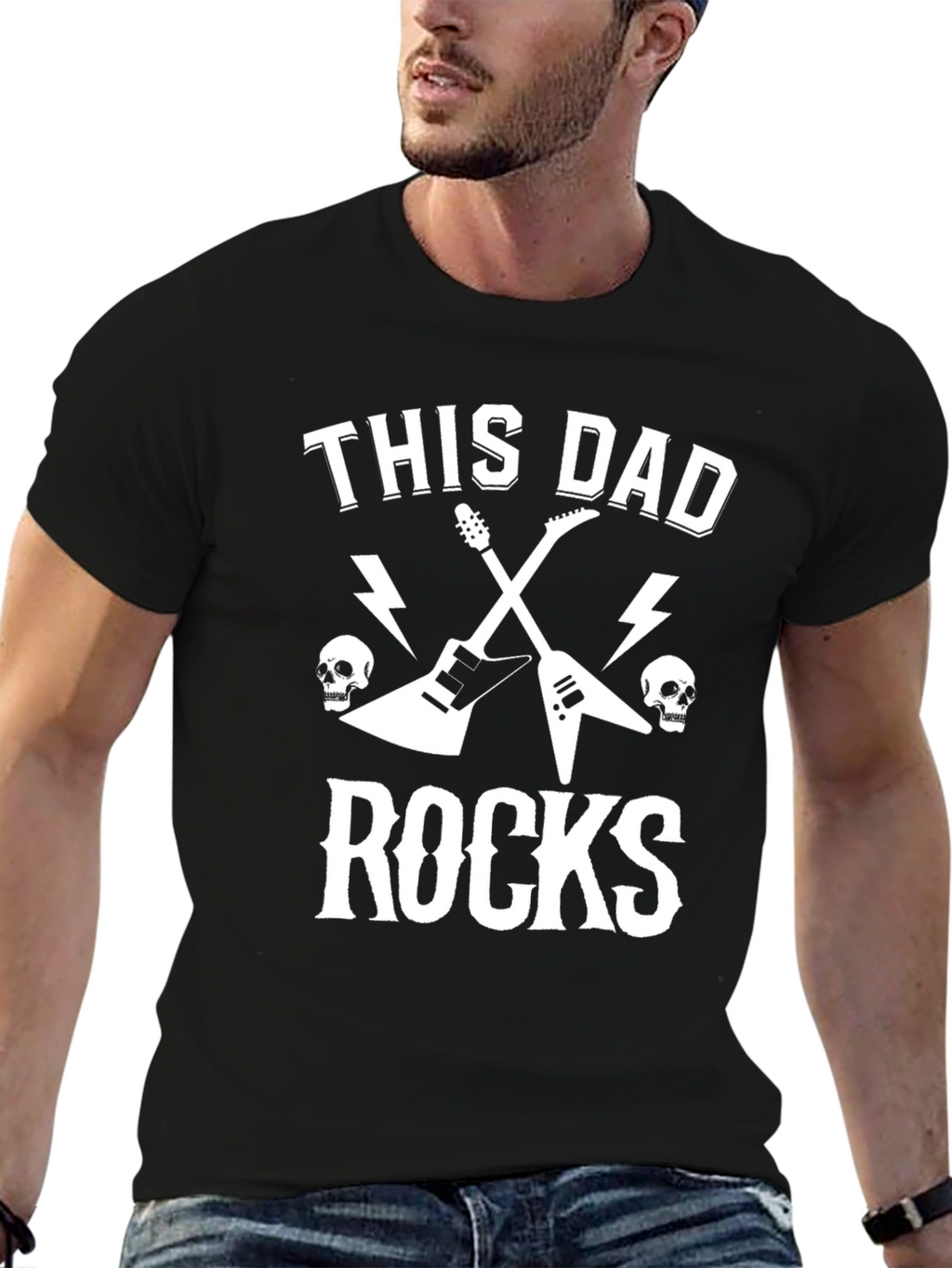 This Dad Rocks T-Shirt - Rocker Father Tee