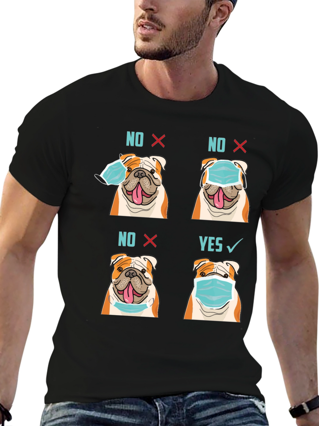 Bulldog Mask T-Shirt - Wear Mask Right!