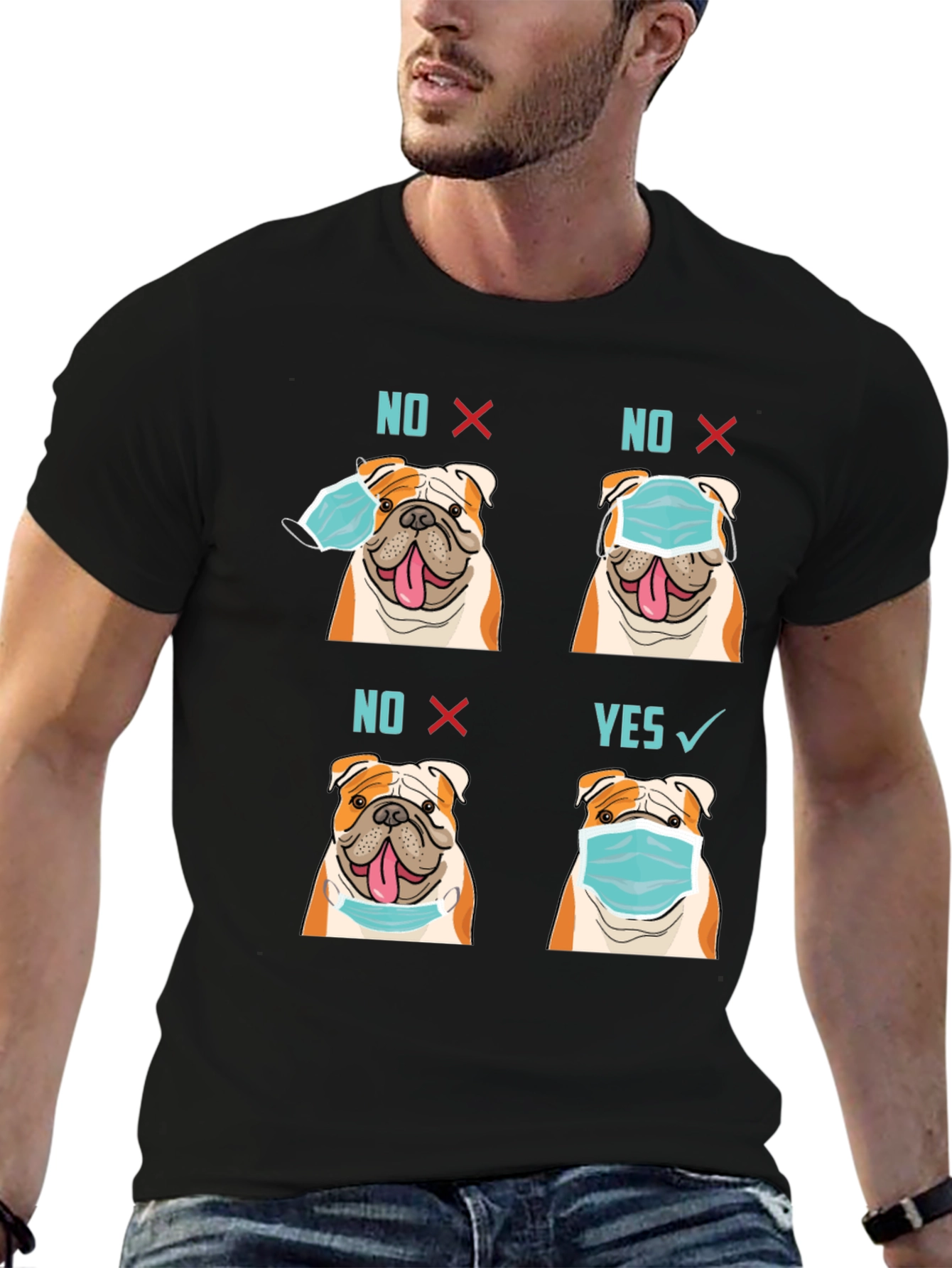 Bulldog Mask T-Shirt - Wear Mask Right!