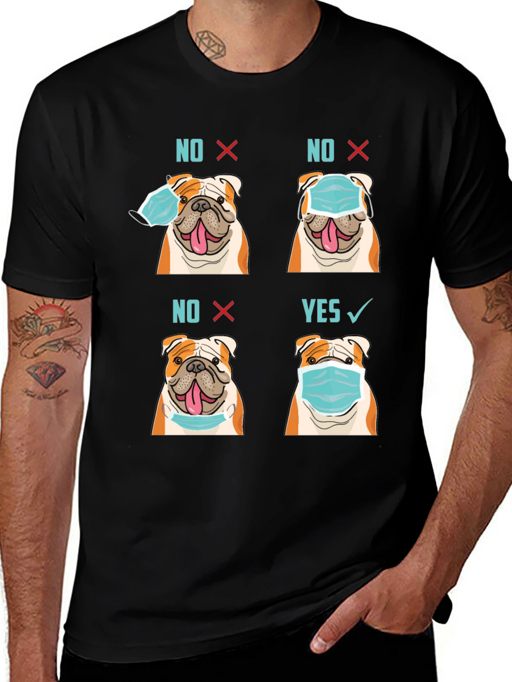 Bulldog Mask T-Shirt - Wear Mask Right!