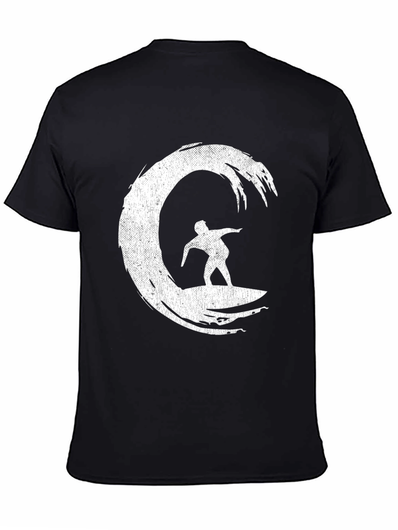 Surfer Wave Graphic T-Shirt - Black Cotton Tee