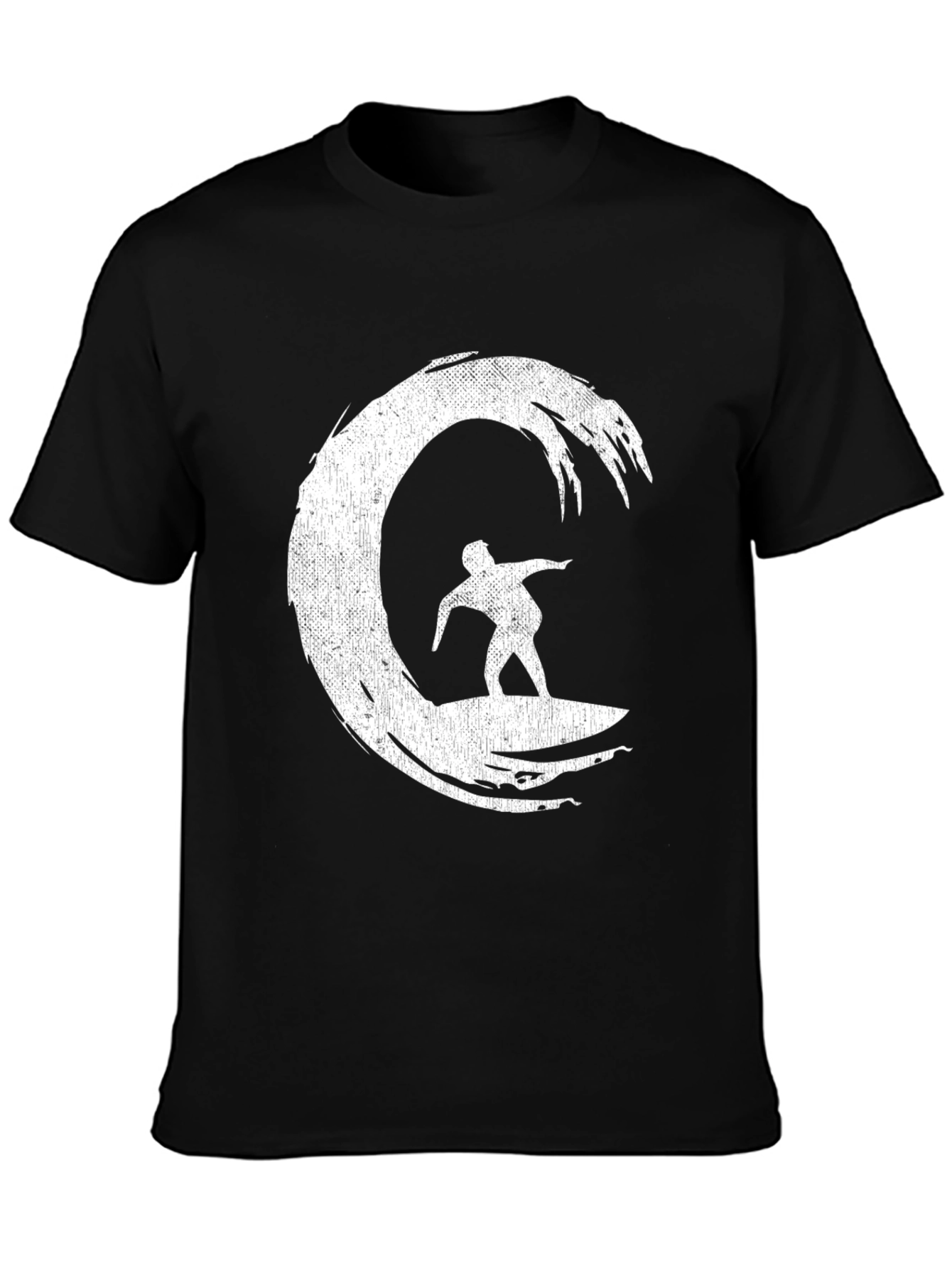 Surfer Wave Graphic T-Shirt - Black Cotton Tee