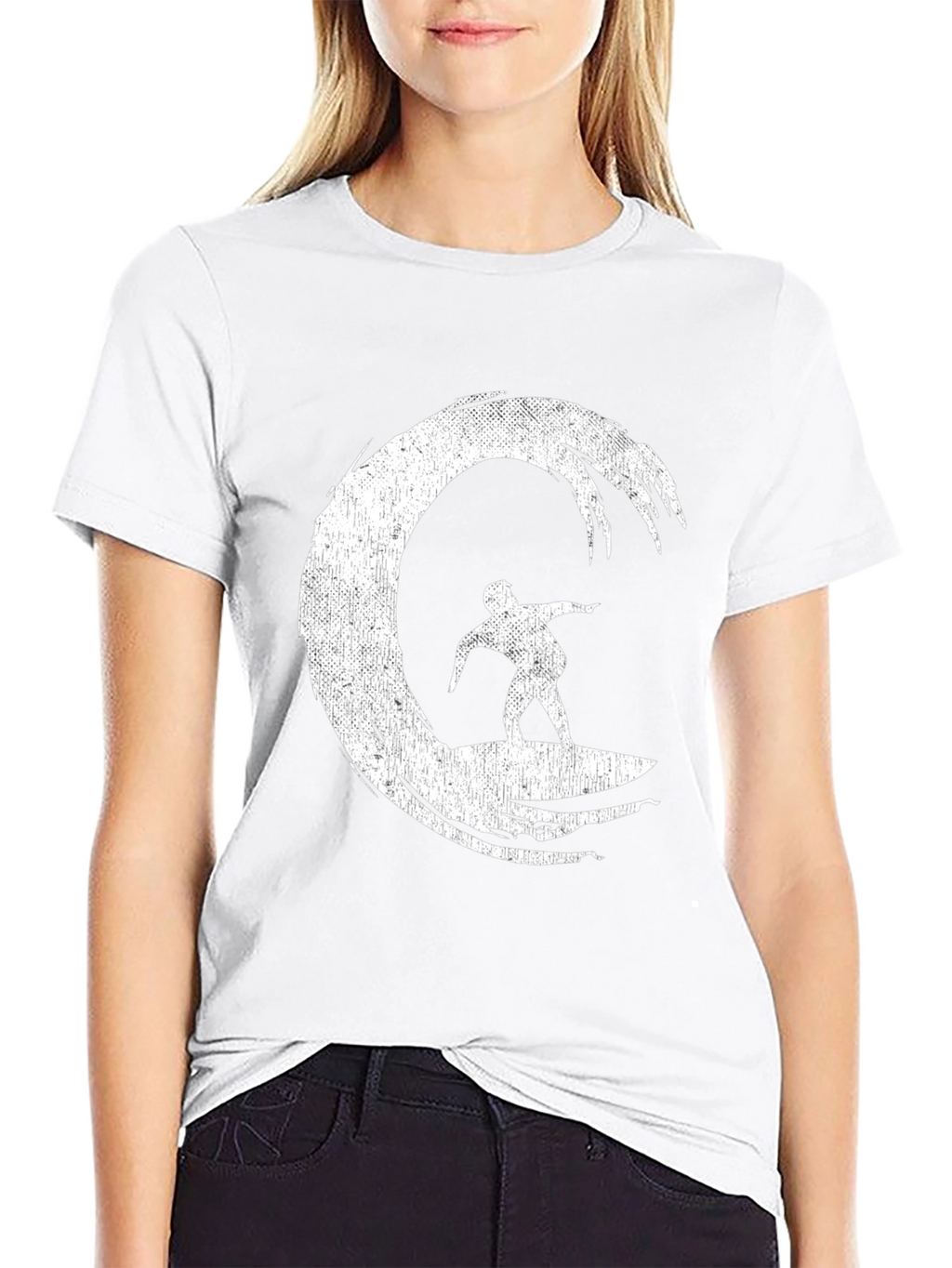 Surfer Wave Graphic T-Shirt - Black Cotton Tee