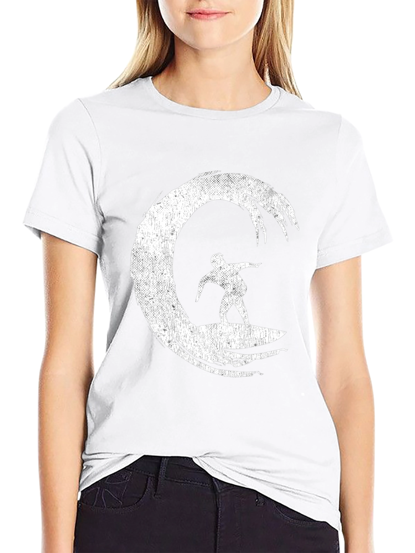 Surfer Wave Graphic T-Shirt - Black Cotton Tee