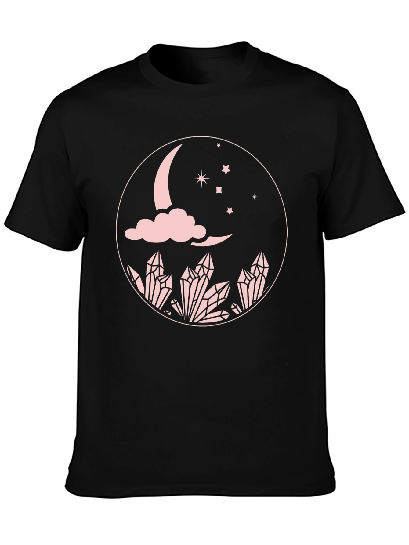Moon Crystal Graphic Tee - Black Cotton Comfort Fit