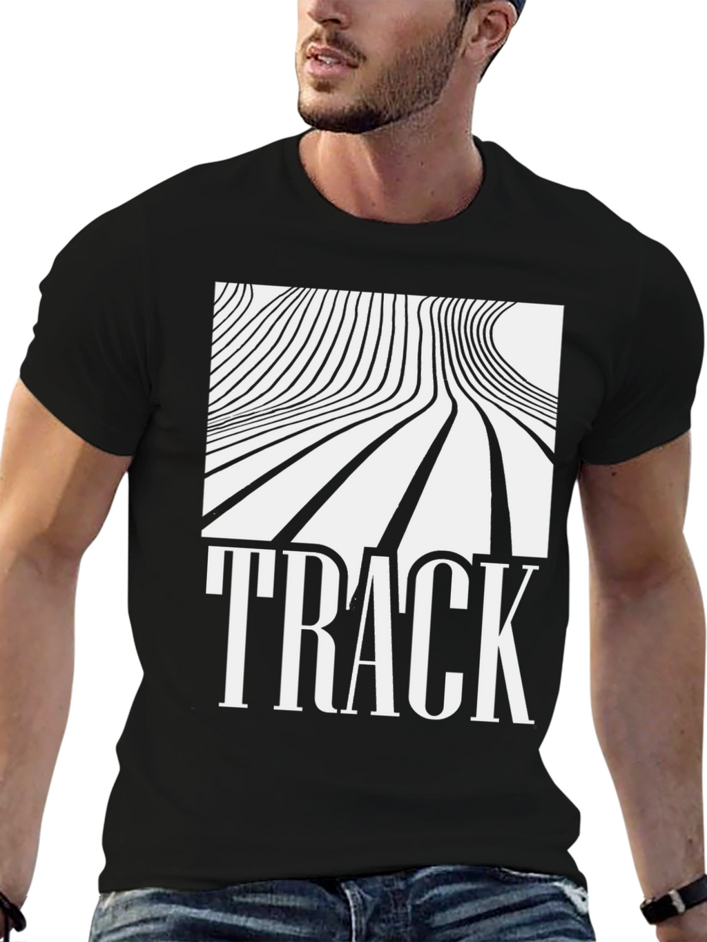 Abstract Line Art Track Graphic T-Shirt