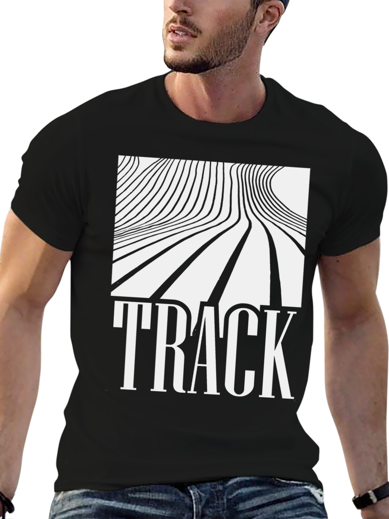 Abstract Line Art Track Graphic T-Shirt