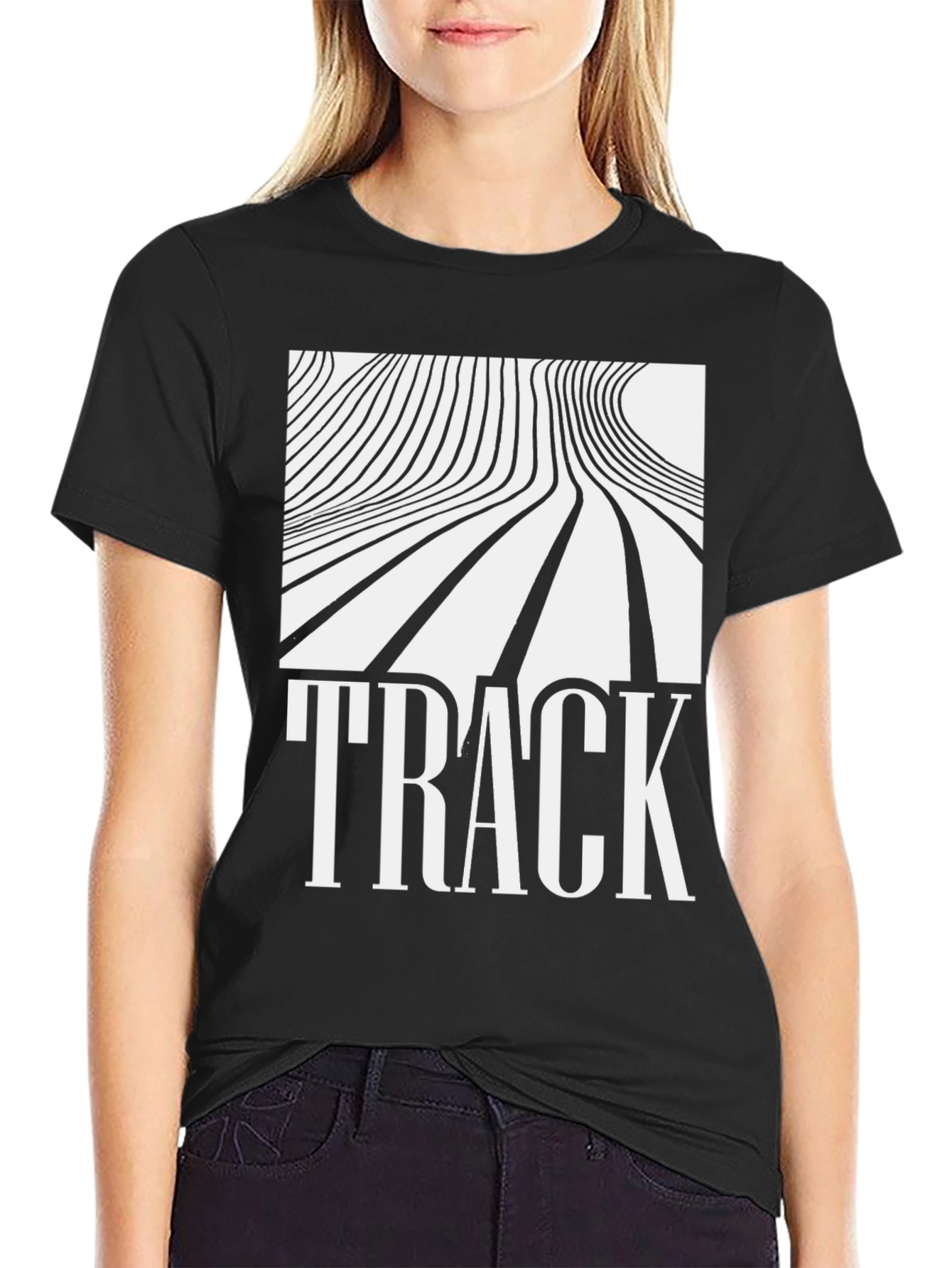 Abstract Line Art Track Graphic T-Shirt