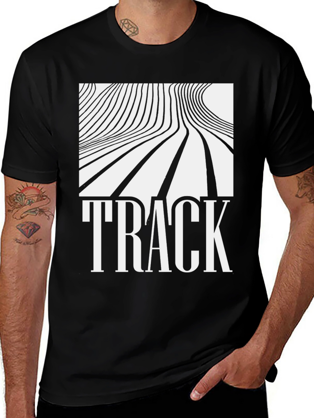 Abstract Line Art Track Graphic T-Shirt