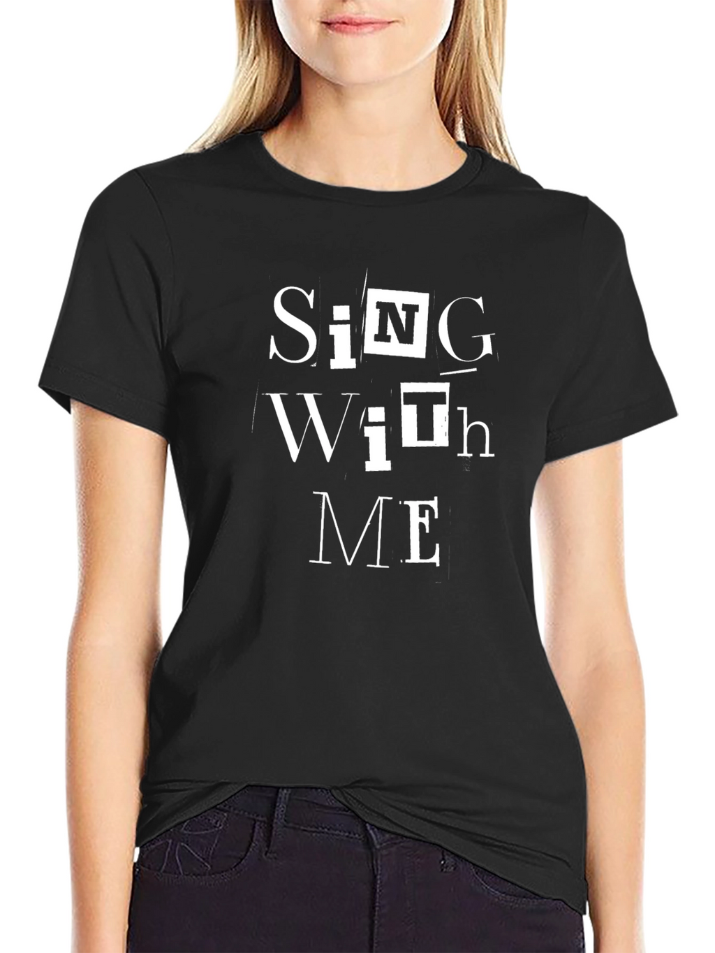 Sing With Me Graphic Tee - Black Cotton T-Shirt