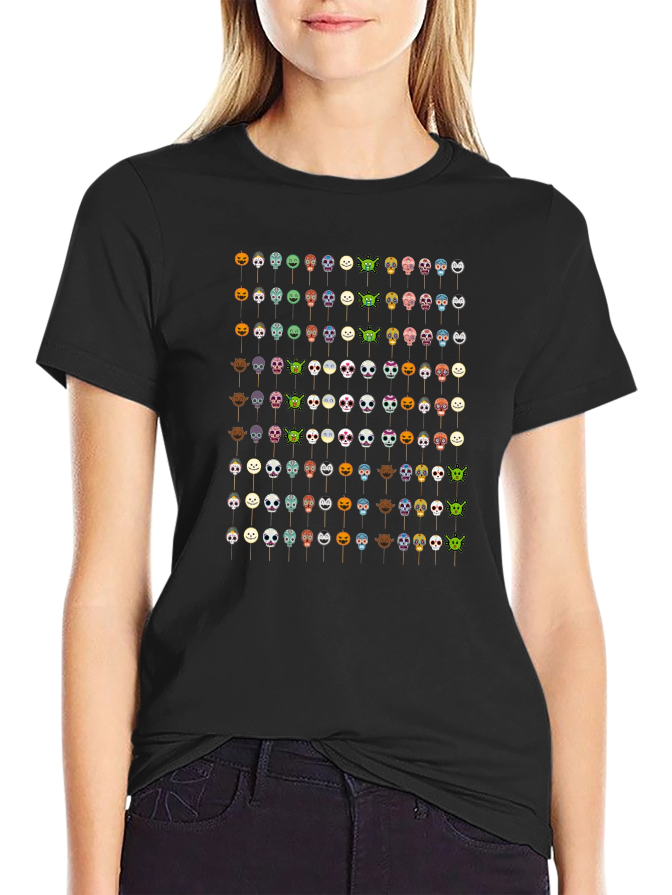 Emoji Faces Black T-Shirt Novelty