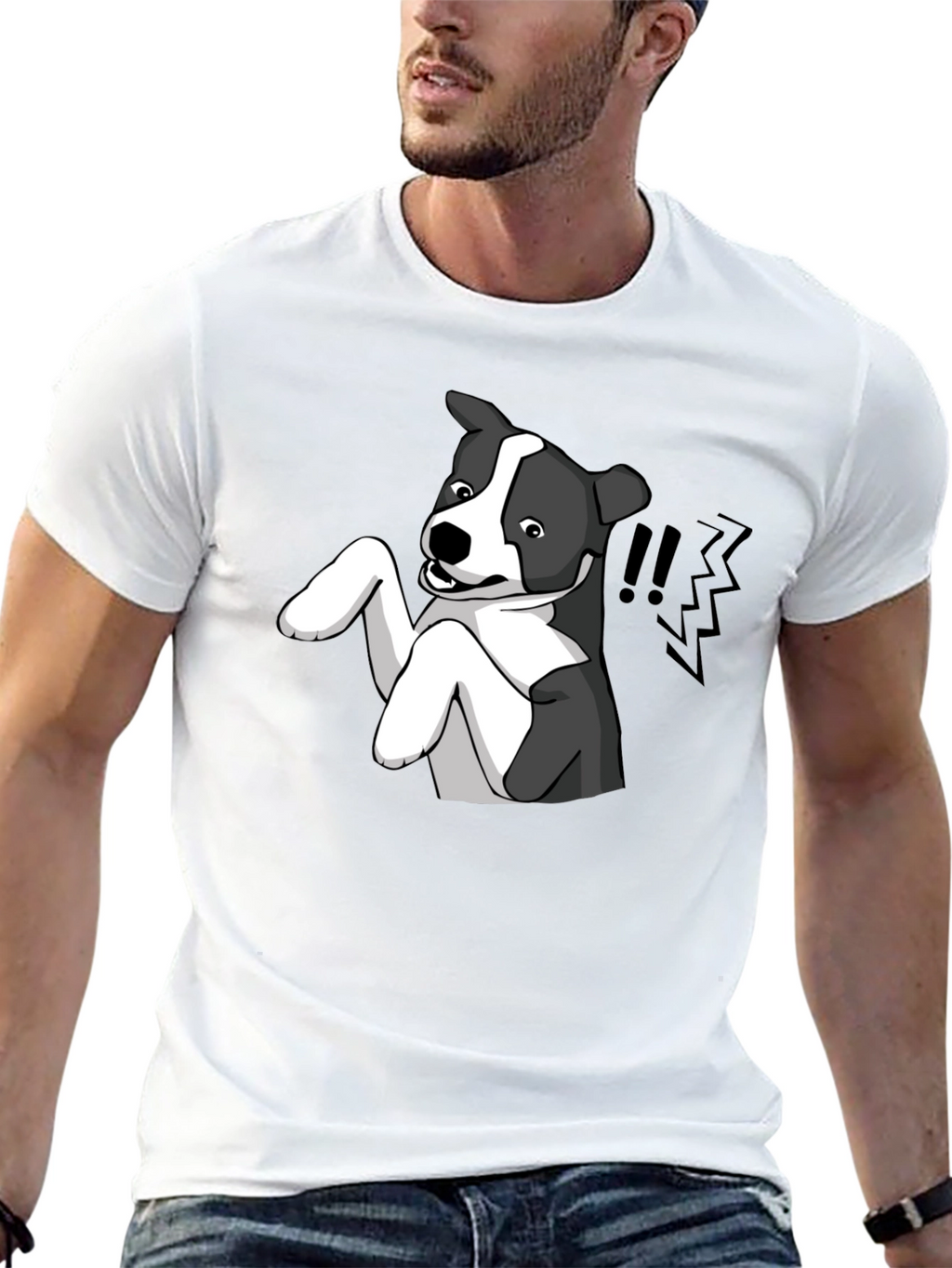 Dog Cartoon Graphic Tee - Mens Black T-Shirt