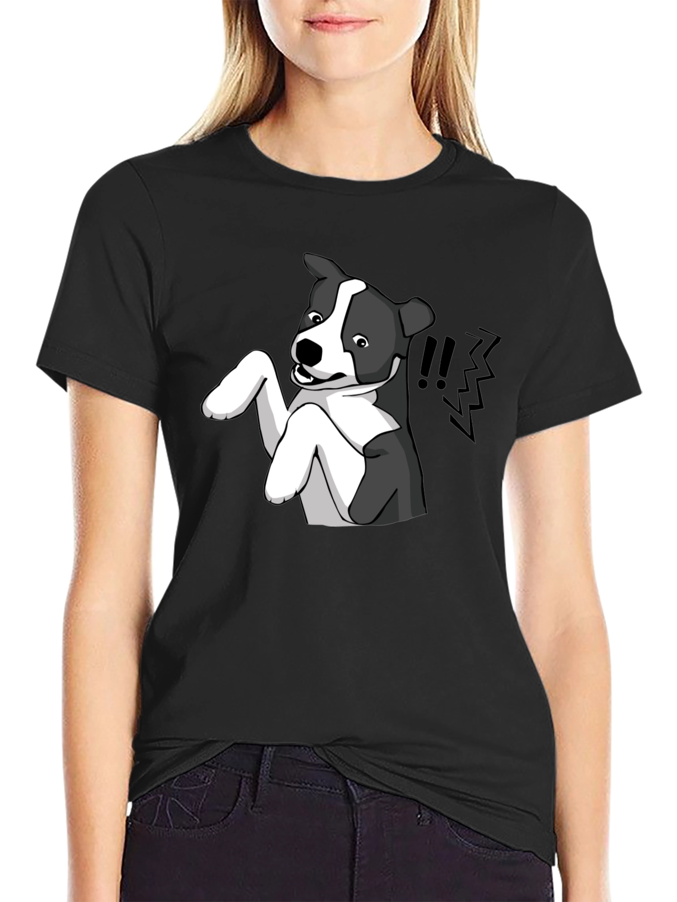 Dog Cartoon Graphic Tee - Mens Black T-Shirt