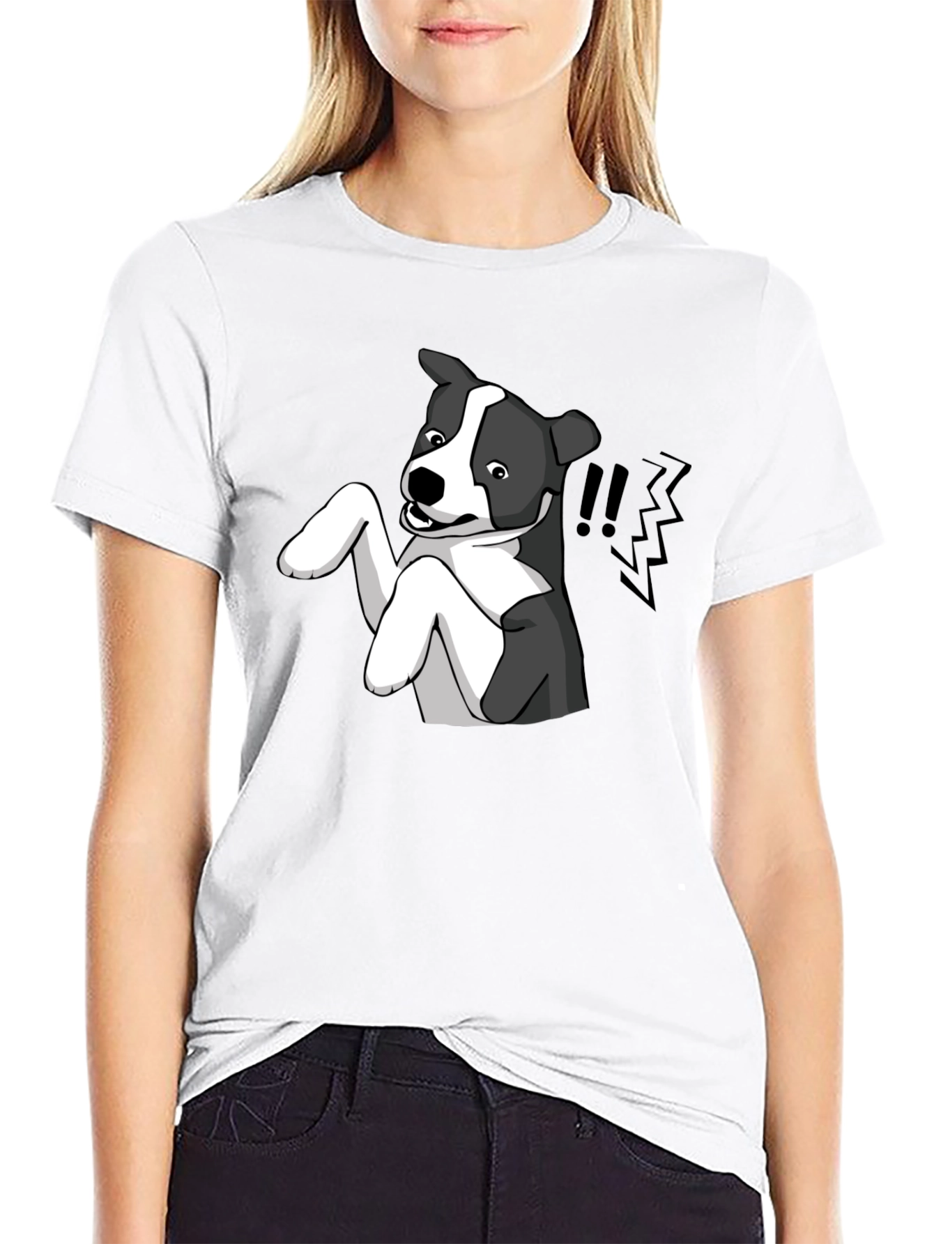 Dog Cartoon Graphic Tee - Mens Black T-Shirt