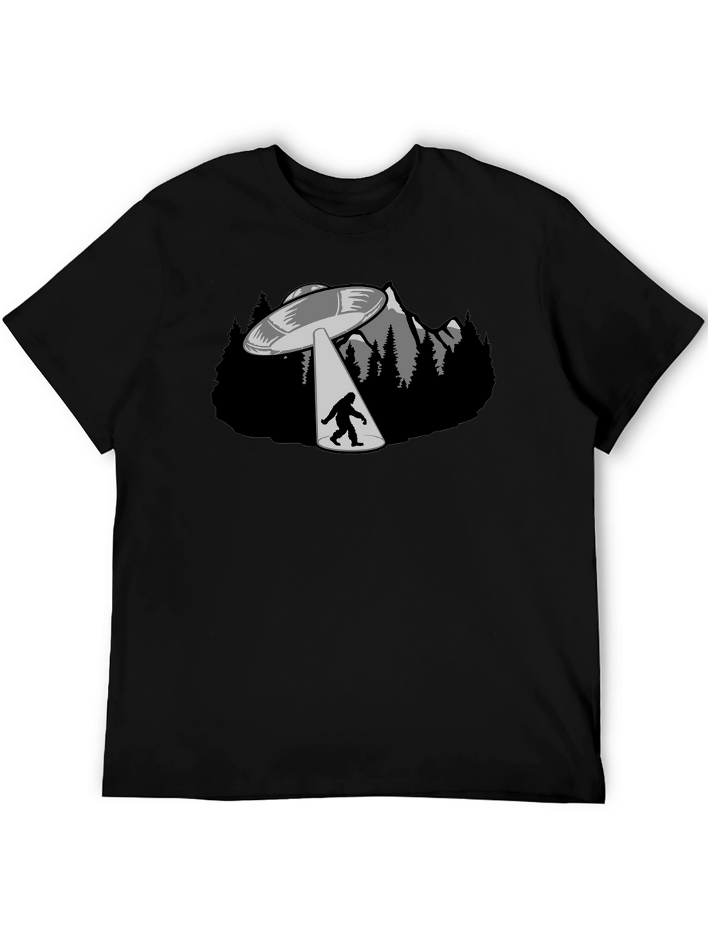 UFO Abduction Bigfoot Graphic T-Shirt