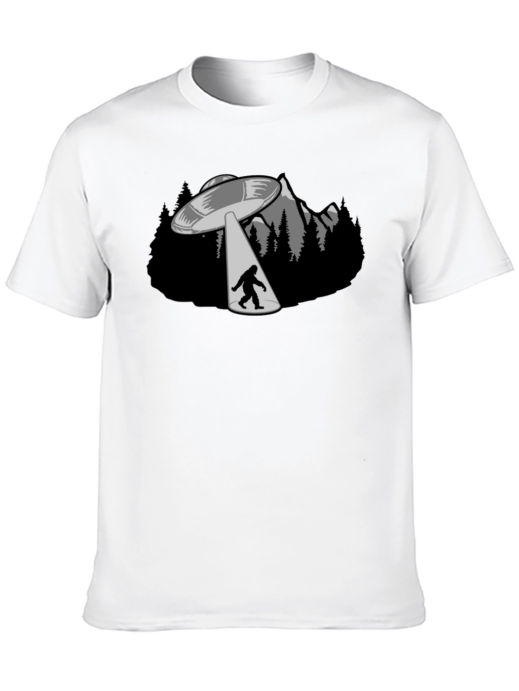 UFO Abduction Bigfoot Graphic T-Shirt