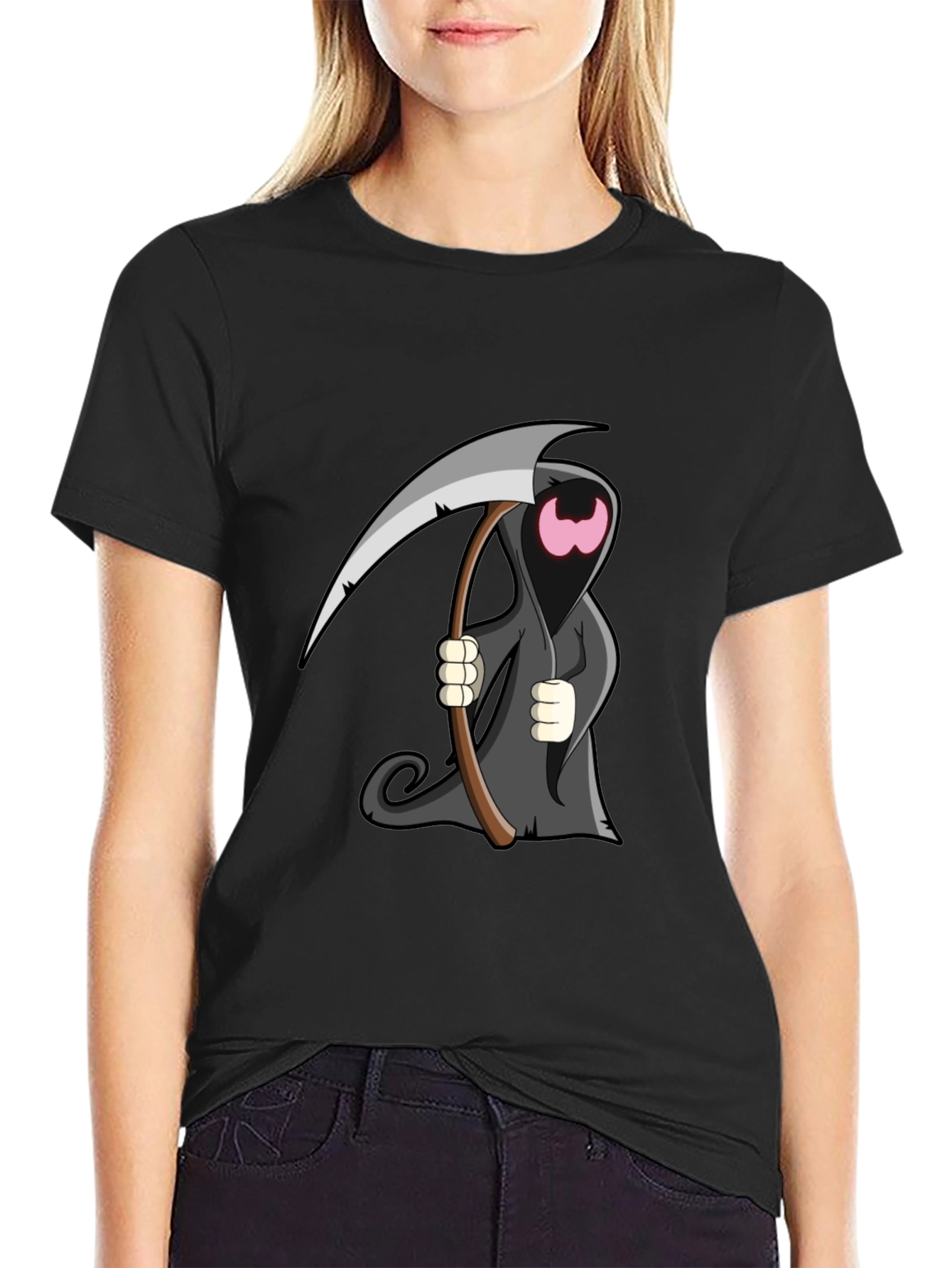 Cartoon Grim Reaper Graphic T-Shirt