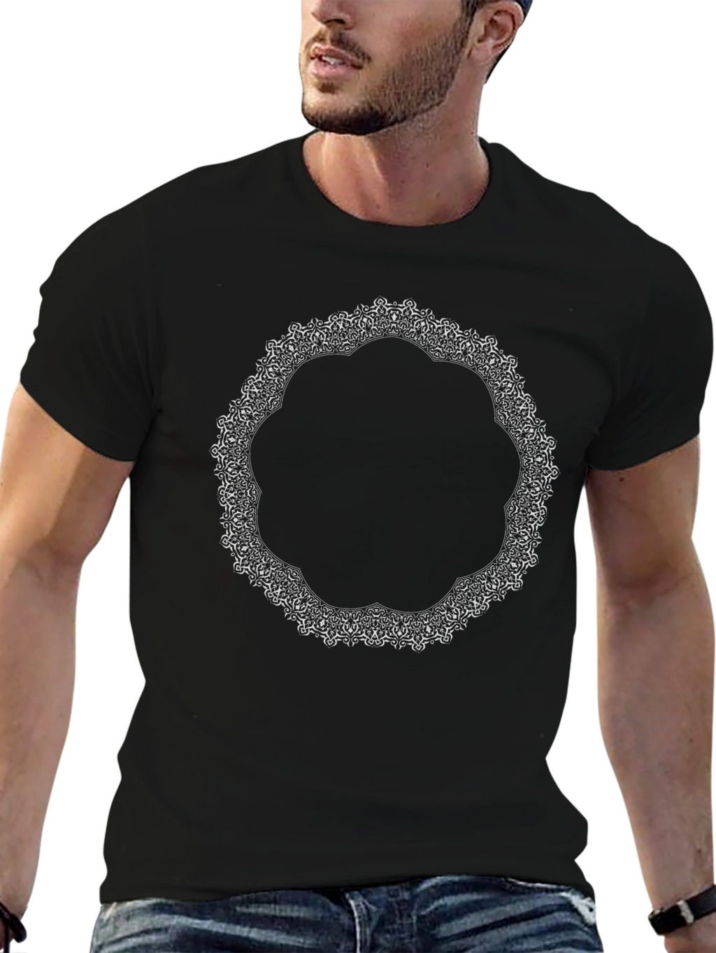 Black Mandala Graphic T-Shirt - Casual Style