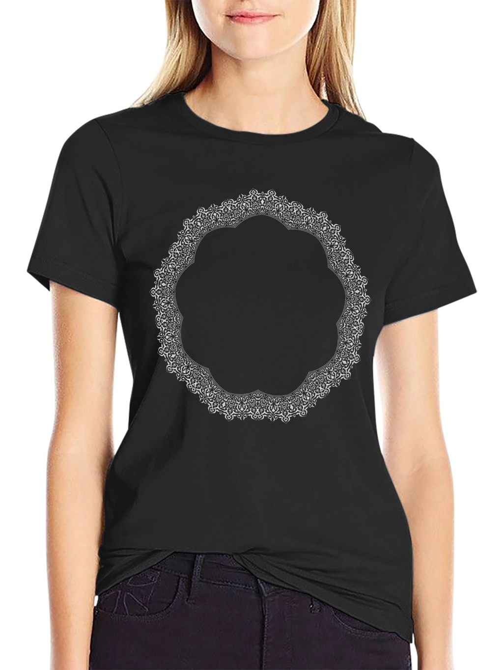 Black Mandala Graphic T-Shirt - Casual Style