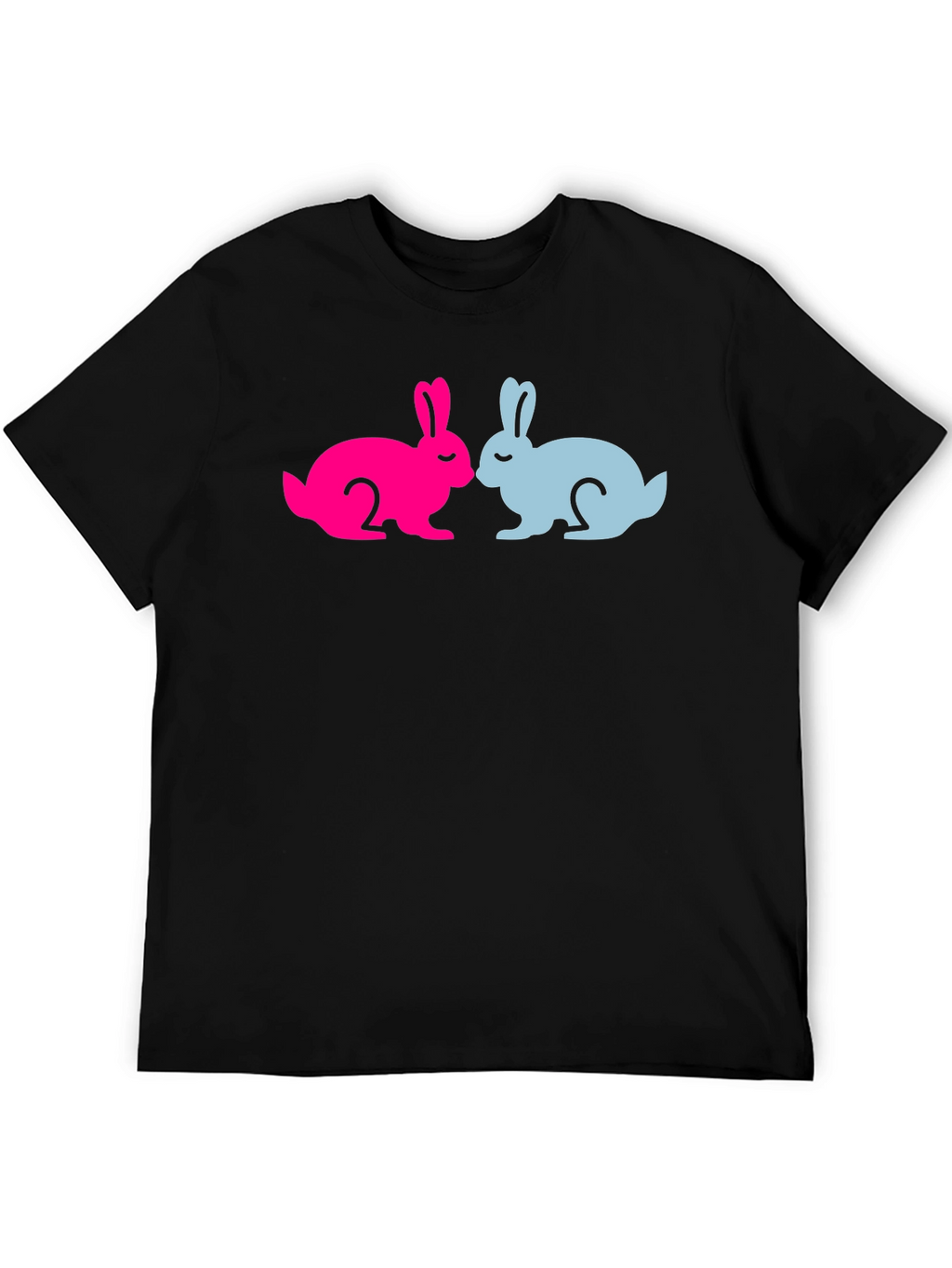 Cute Bunny Silhouette Graphic Tee - Black Cotton Blend