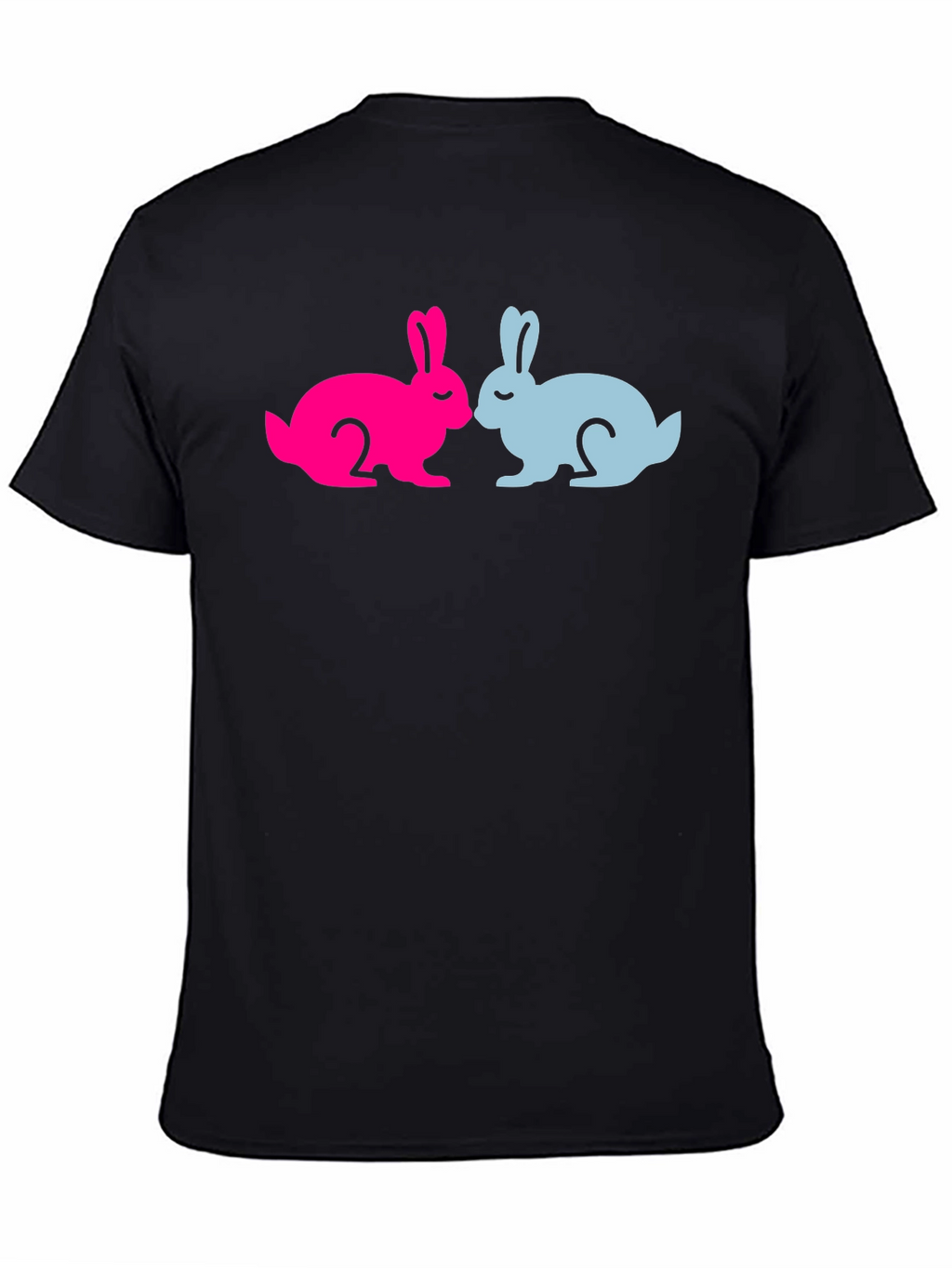 Cute Bunny Silhouette Graphic Tee - Black Cotton Blend