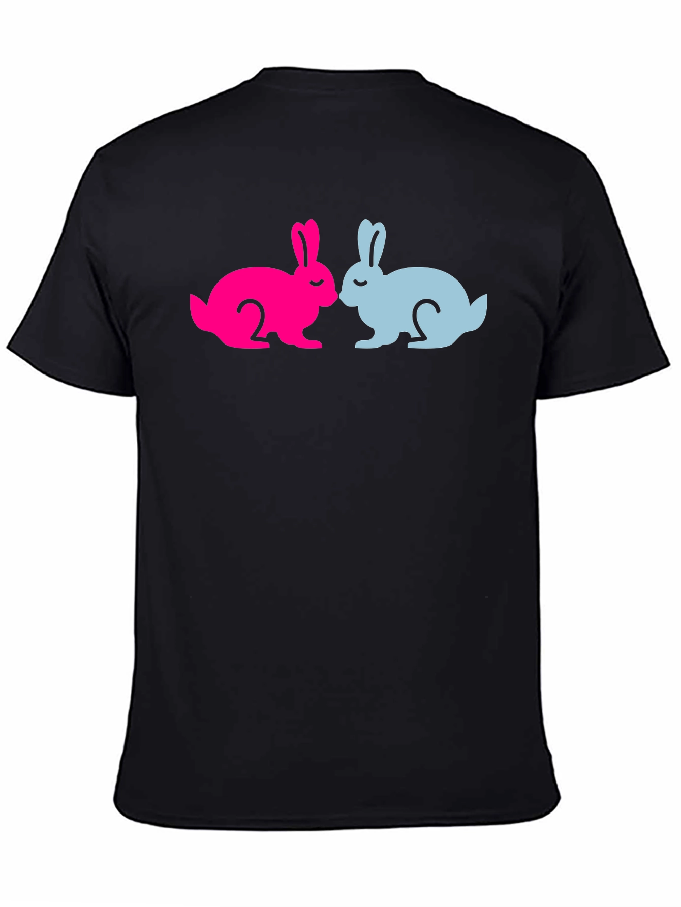 Cute Bunny Silhouette Graphic Tee - Black Cotton Blend