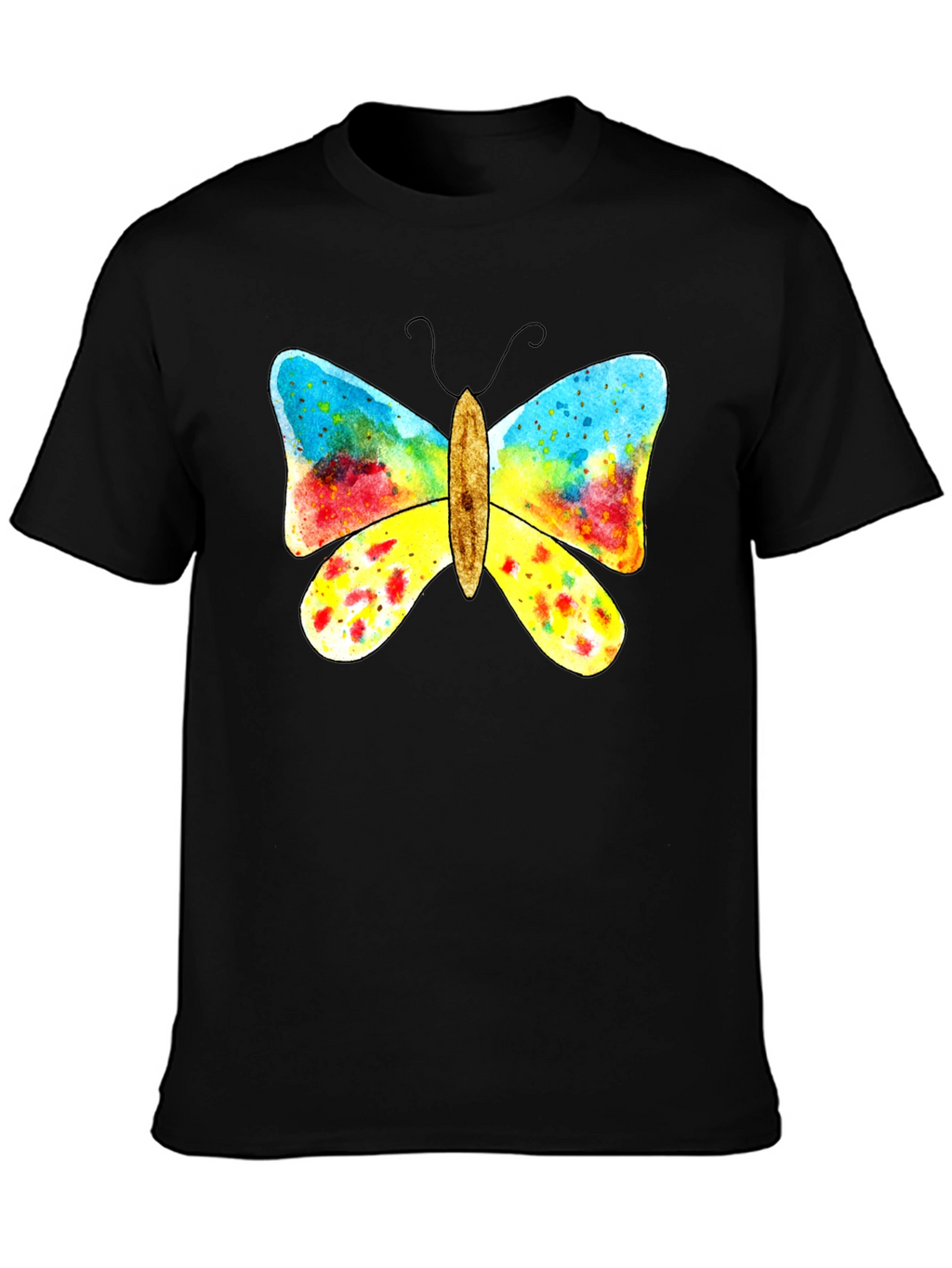 Butterfly Graphic Print Black T-Shirt