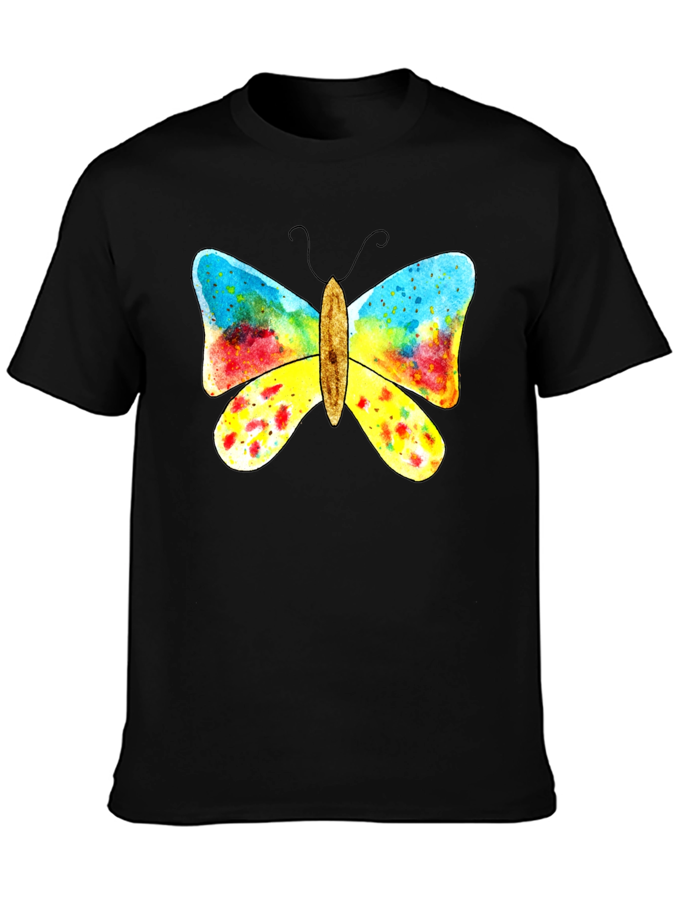 Butterfly Graphic Print Black T-Shirt