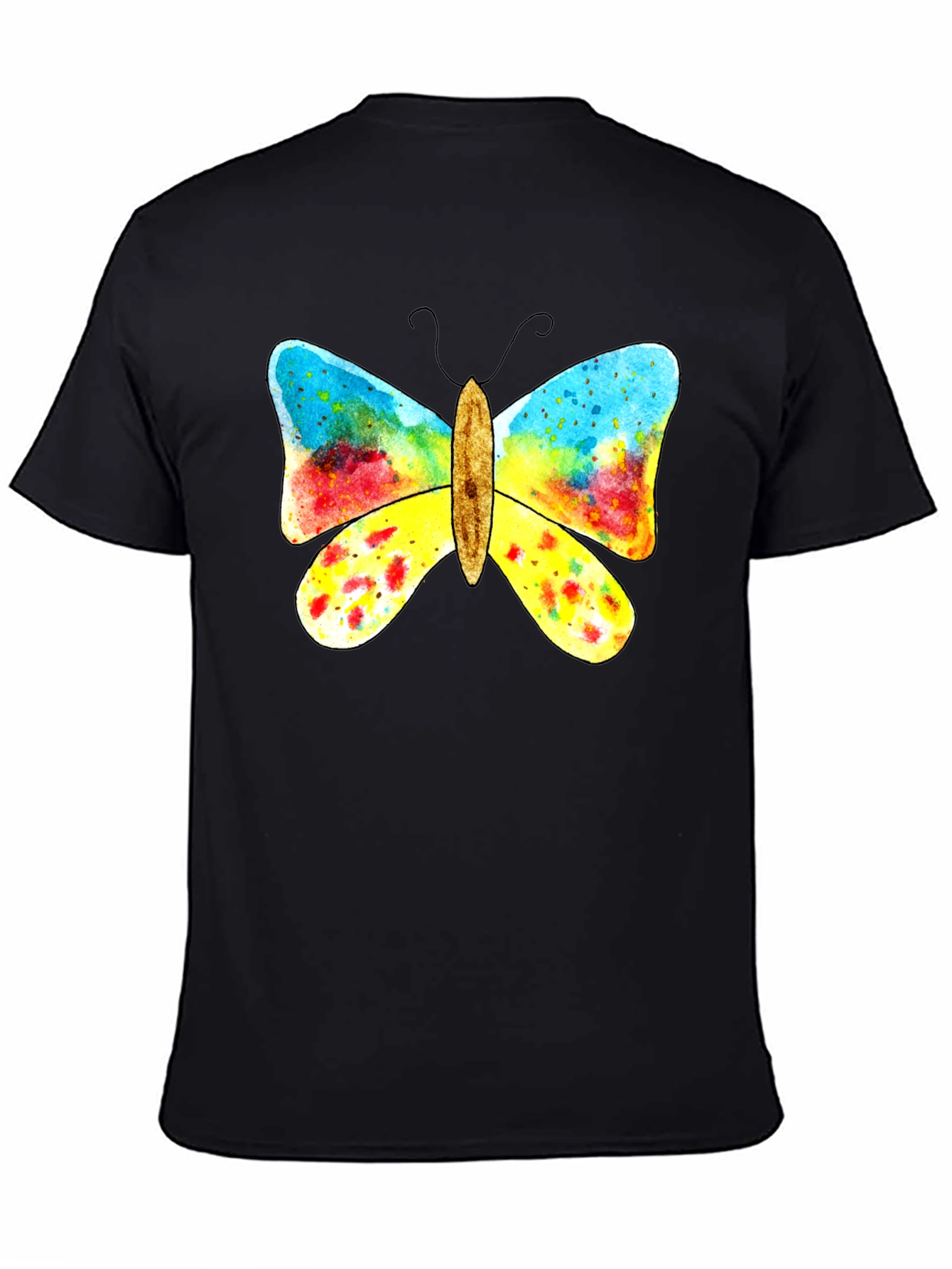 Butterfly Graphic Print Black T-Shirt